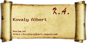 Kovaly Albert névjegykártya